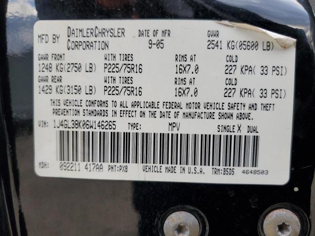 1J4GL38K06W146265 - 2006 JEEP LIBERTY RE BLACK photo 10