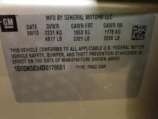 1G6DK5E34D0178661 - 2013 CADILLAC CTS PERFOR ოქროსფერი ფოტო 10