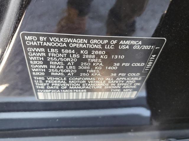 1V2BP2CA1MC575585 - 2021 VOLKSWAGEN ATLAS SEL Qara foto 10