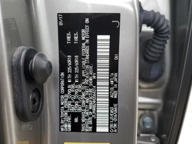 JTJYARBZ4H2064314 - 2017 LEXUS NX 200T BA SILVER photo 10