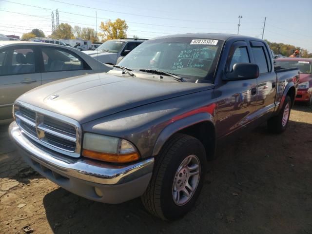 1B7HL48X02S675163 - 2002 DODGE DAKOTA QUA GRAY photo 2