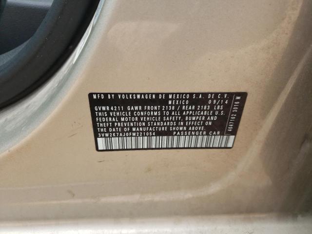 3VW2K7AJ0FM221054 - 2015 VOLKSWAGEN JETTA BASE 米色 照片 10