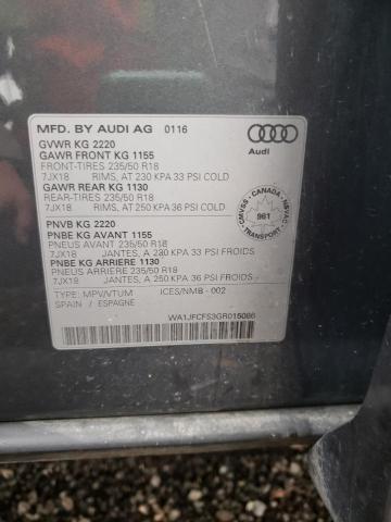 WA1JFCFS3GR015086 - 2016 AUDI Q3 PROGRES GRAY photo 10