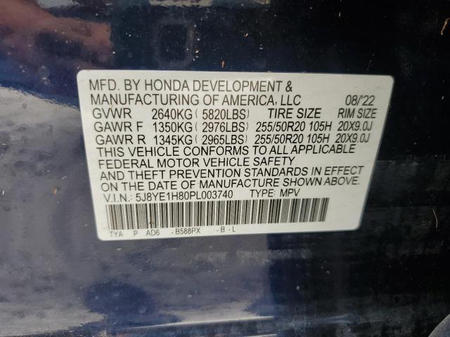 5J8YE1H80PL003740 - 2023 ACURA MDX ADVANC BLUE photo 10