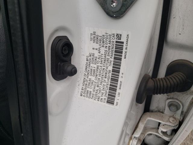 2HGFC2F87LH501799 - 2020 HONDA CIVIC SPOR 白色 照片 10