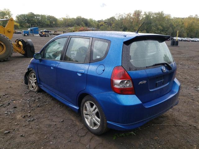 JHMGD38637S001542 - 2007 HONDA FIT S BLUE photo 3