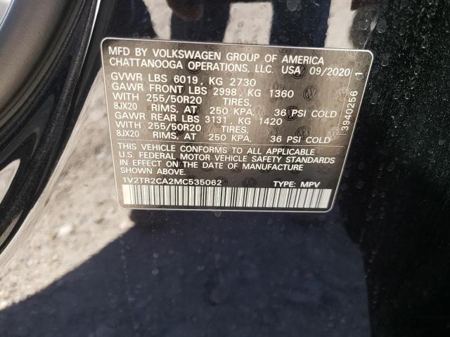 1V2TR2CA2MC535062 - 2021 VOLKSWAGEN ATLAS SEL Qara foto 10