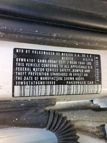 3VW507AT8GM810956 - 2016 VOLKSWAGEN BEETLE S/S 白色 照片 10