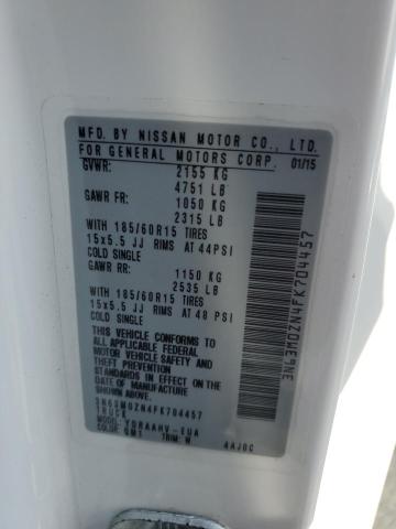 3N63M0ZN4FK704457 - 2015 CHEVROLET CITY EXPRE Weiß Foto 10