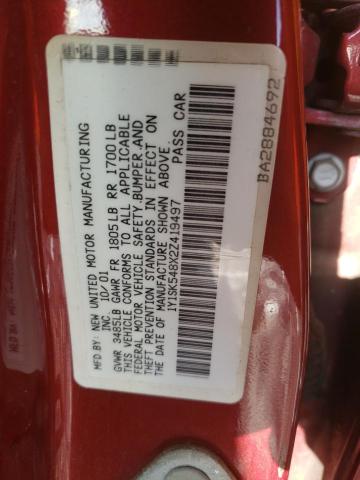 1Y1SK548X2Z419497 - 2002 CHEVROLET GEO PRIZM წითელი ფოტო 10