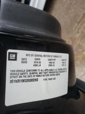 2G1WX15K329365960 - 2002 CHEVROLET MONTE CARL 黑色 照片 10
