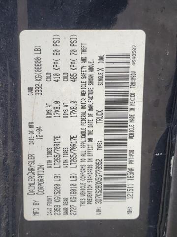 3D7KS28DX5G778952 - 2005 DODGE RAM 2500 S BLACK photo 10