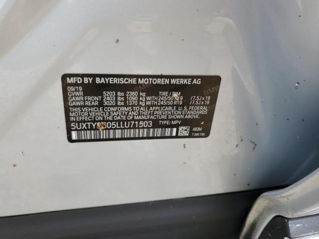 5UXTY3C05LLU71503 - 2020 BMW X3 SDRIVE3 SILVER photo 10