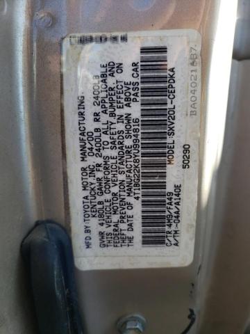 4T1BG22K8YU994816 - 2000 TOYOTA CAMRY CE SILVER photo 10