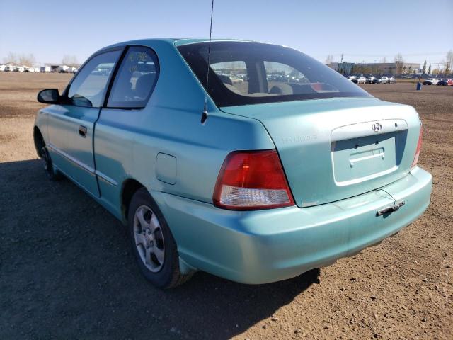 KMHCG35G11U109623 - 2001 HYUNDAI ACCENT BAS BLUE photo 3