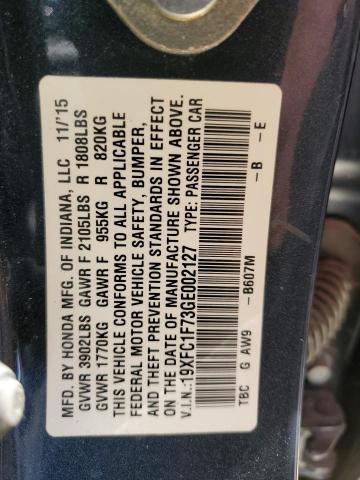 19XFC1F73GE002127 - 2016 HONDA CIVIC EXL 石墨色 照片 10