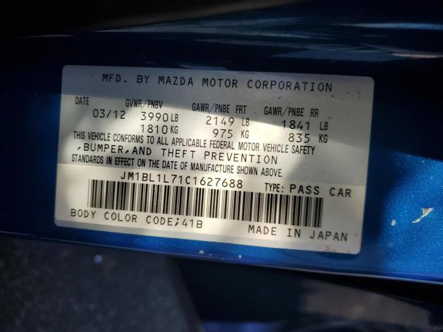 JM1BL1L71C1627688 - 2012 MAZDA 3 I BLUE photo 10