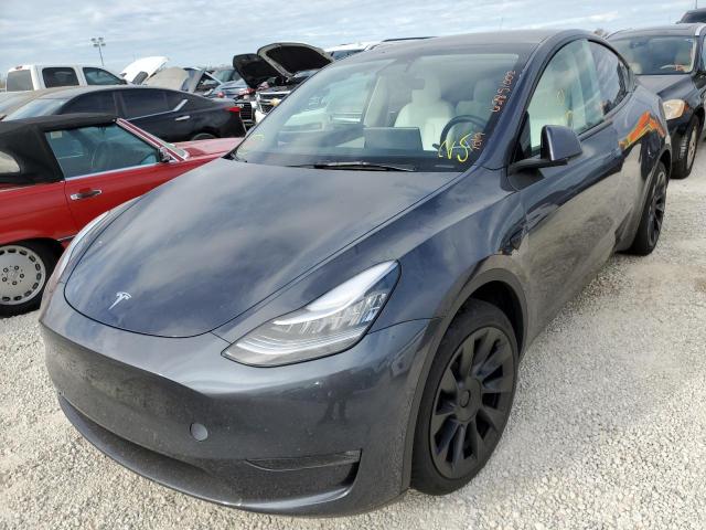 5YJYGDEE4MF228715 - 2021 TESLA MODEL Y رمادي صورة 2