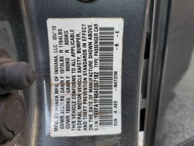 19XFA1F98AE067182 - 2010 HONDA CIVIC EXL Grafit foto 10