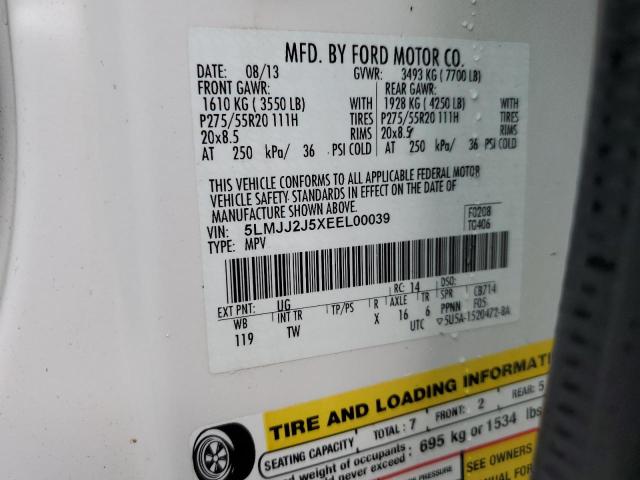 5LMJJ2J5XEEL00039 - 2014 LINCOLN NAVIGATOR თეთრი ფოტო 10