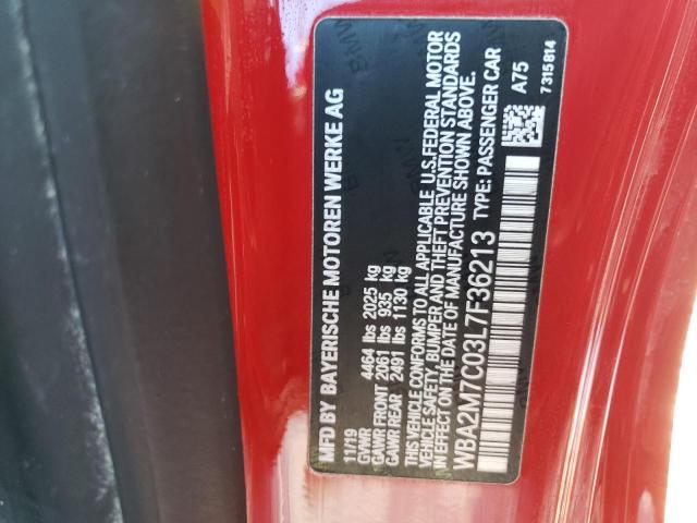 WBA2M7C03L7F36213 - 2020 BMW 230I RED photo 10