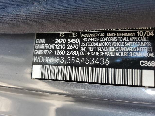 WDBNG83J35A453436 - 2005 MERCEDES-BENZ S 430 4MAT GRAY photo 10