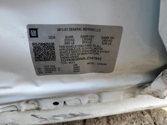 1GYKNGRS0LZ147842 - 2020 CADILLAC XT5 SPORT WHITE photo 10