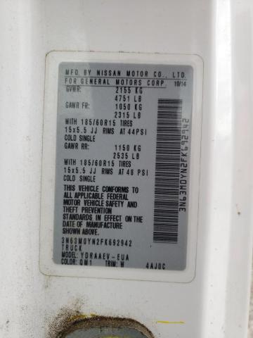 3N63M0YN2FK692942 - 2015 CHEVROLET CITY EXPRE Weiß Foto 10