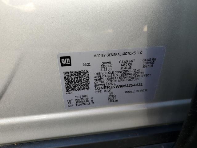 1GNERJKW9MJ254431 - 2021 CHEVROLET TRAVERSE R WHITE photo 10