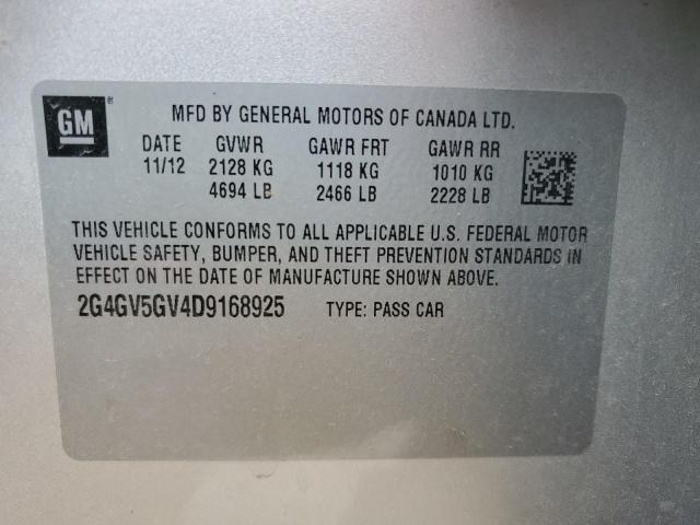 2G4GV5GV4D9168925 - 2013 BUICK REGAL GS Күміс фото 10