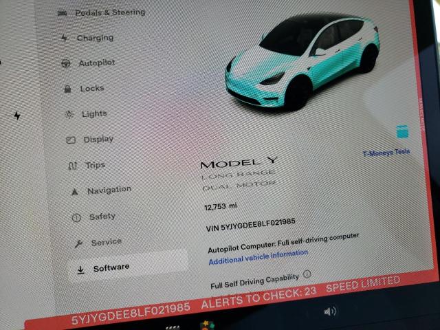 5YJYGDEE8LF021985 - 2020 TESLA MODEL Y أبيض صورة 8
