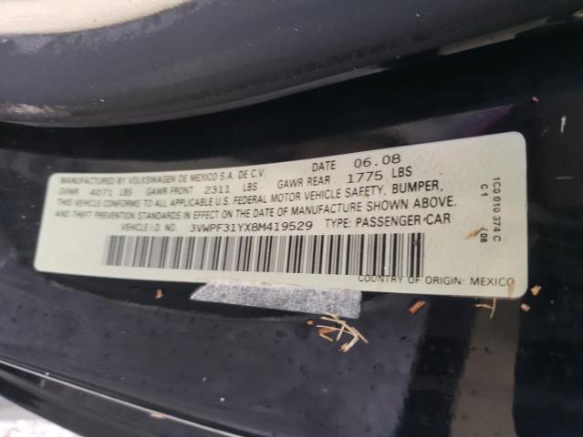 3VWPF31YX8M419529 - 2008 VOLKSWAGEN NEW BEETLE 黑色 照片 10