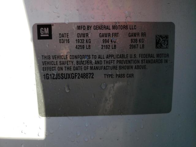 1G1ZJ5SUXGF248872 - 2016 CHEVROLET MALIBU HYB WHITE photo 10