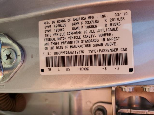 1HGCP2F46AA112376 - 2010 HONDA ACCORD LXP  photo 10