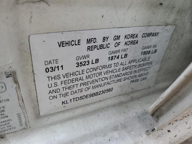 KL1TD5DE9BB230560 - 2011 CHEVROLET AVEO LS 白色 照片 10