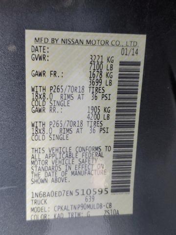 1N6BA0ED7EN510595 - 2014 NISSAN TITAN S CHARCOAL photo 10