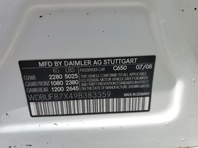 WDBUF87X49B383359 - 2009 MERCEDES-BENZ E 350 4MAT WHITE photo 10