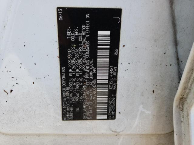 JTLZE4FE7DJ042706 - 2013 TOYOTA SCION XB თეთრი ფოტო 10