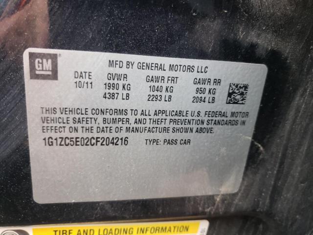 1G1ZC5E02CF204216 - 2012 CHEVROLET MALIBU 1LT Қара фото 10