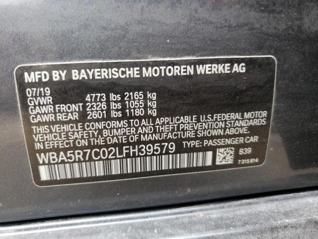 WBA5R7C02LFH39579 - 2020 BMW 330XI GRAY photo 10