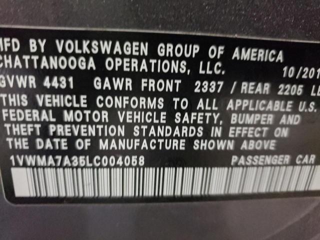 1VWMA7A35LC004058 - 2020 VOLKSWAGEN PASSAT R-L GRAY photo 10