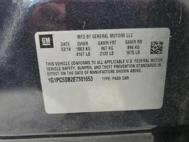 1G1PC5SB2E7301653 - 2014 CHEVROLET CRUZE LT BLACK photo 10