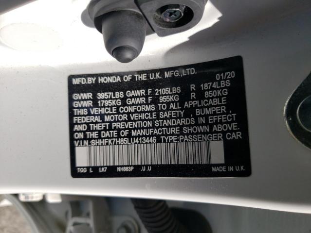 SHHFK7H85LU413446 - 2020 HONDA CIVIC EXL أبيض صورة 10