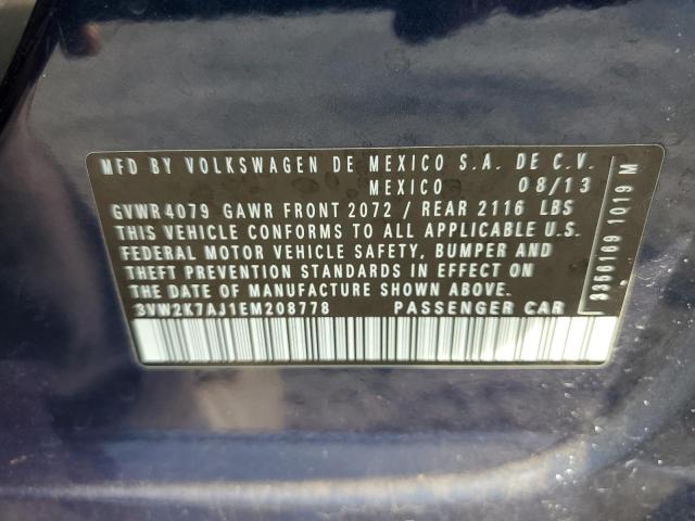 3VW2K7AJ1EM208778 - 2014 VOLKSWAGEN JETTA BASE BLUE photo 10