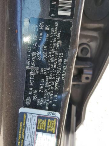 3KPFK4A76HE048015 - 2017 KIA FORTE LX GRAY photo 10