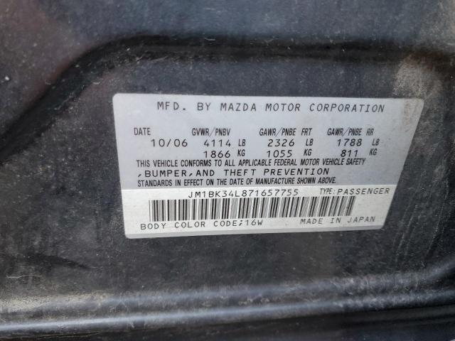 JM1BK34L871657755 - 2007 MAZDA SPEED 3 BLACK photo 10