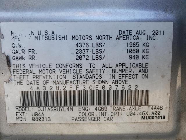 4A32B2FF3CE007622 - 2012 MITSUBISHI GALANT FE SILVER photo 10