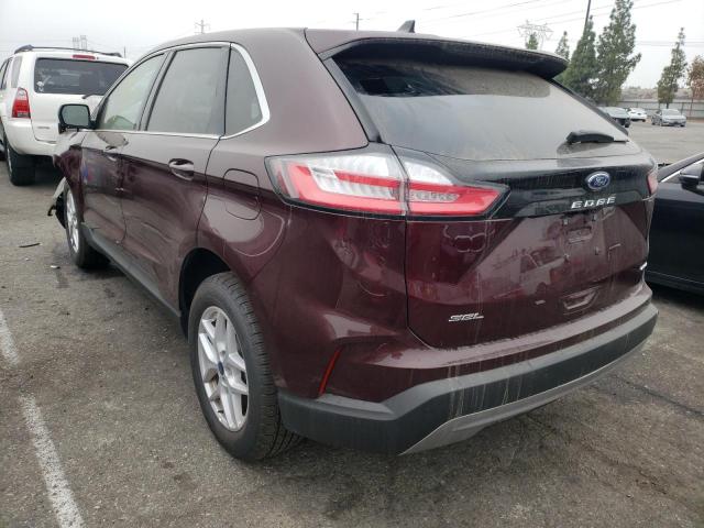 2FMPK4J93NBA30205 - 2022 FORD EDGE SEL BURGUNDY photo 3