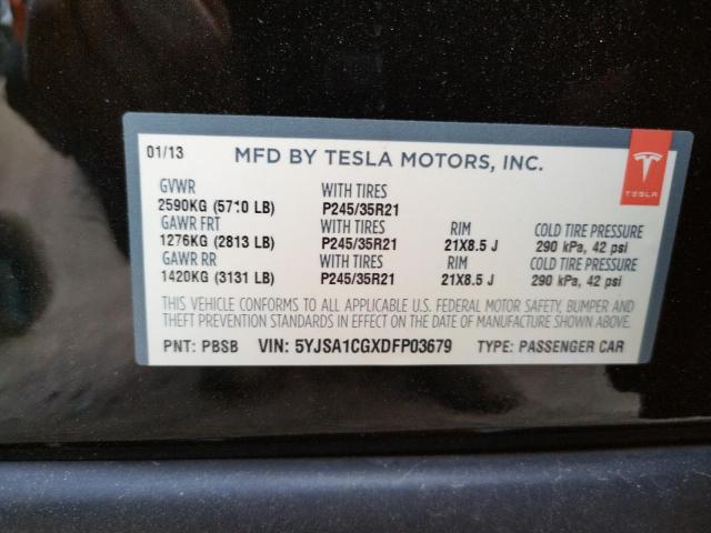 5YJSA1CGXDFP03679 - 2013 TESLA MODEL S Qara foto 10