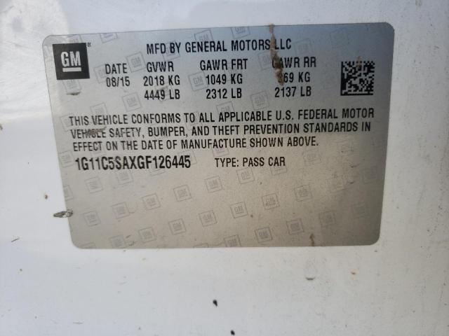 1G11C5SAXGF126445 - 2016 CHEVROLET MALIBU LIM 白色 照片 10